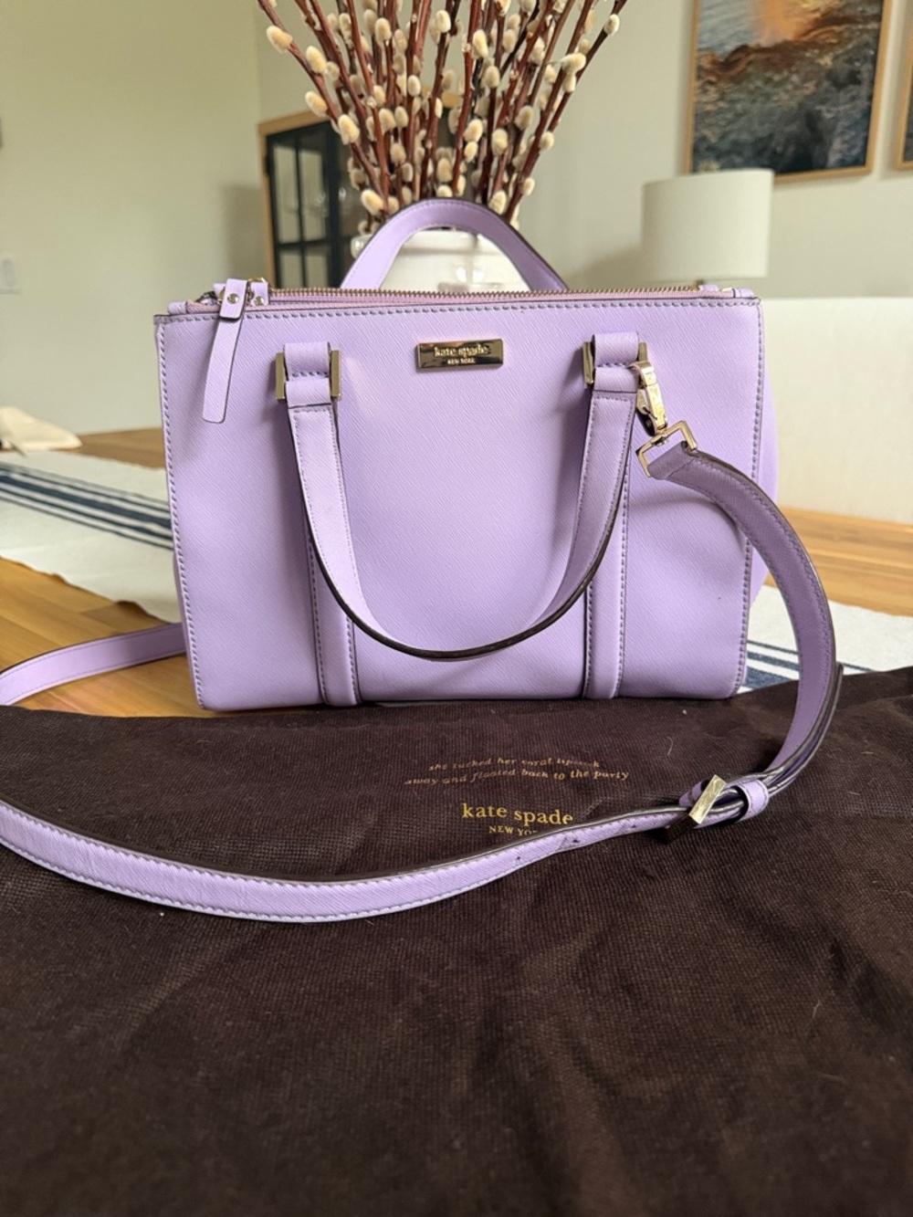 kate spade Lilac Saffiano Satchel with Removable Strap